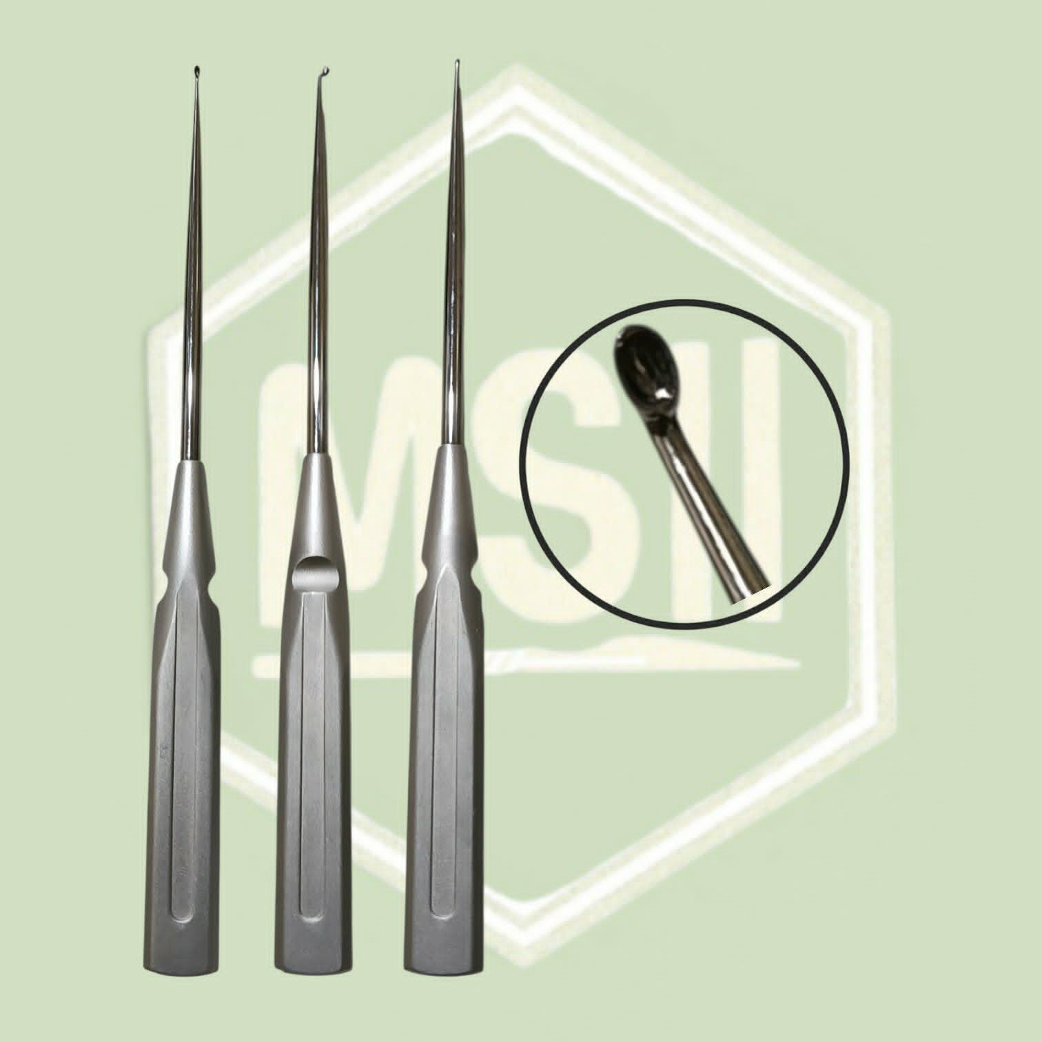 SPINE CURETTE ANGLED SILVER HANDLE