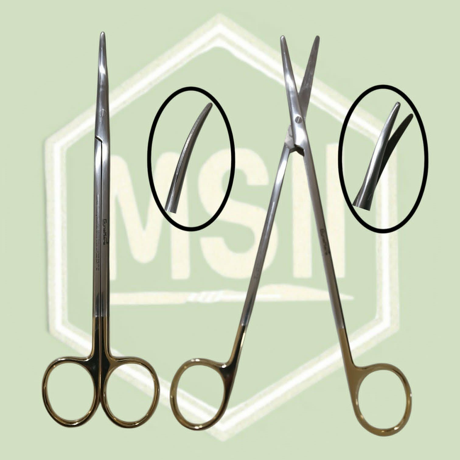 METZENBAUM DISSECTING SCISSORS 20CM B/B TC GOLD